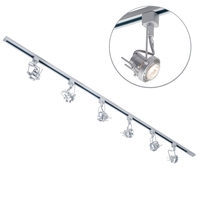 2 Metre Track Lighting with 6 Greenwich GU10 Fixture & Halogen Bulbs - Silver