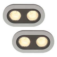 2 Pack Heka Twin Rounded Aluminium Recessed Downlights - Aluminium