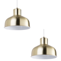 2 Pack of 1 Light Diner Ceiling Pendant - Satin Brass