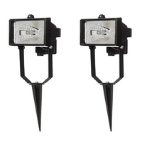 2 Pack of 1 Light Outdoor Spike Security Flood Light - Black