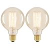 2 Pack of 40 Watt Vintage Light Bulb - Globe E27 Edison Screw Squirrel Cage - Clear