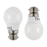 2 Pack of 6 Watt LED B22 Bayonet Cap Golf Ball Light Bulb - Cool White
