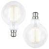 2 Pack of 6W LED BC B22 Vintage Filament Large Globe Bulb - Clear