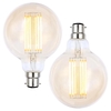 2 Pack of 6W LED BC B22 Vintage Filament Large Globe Bulb - Tinted