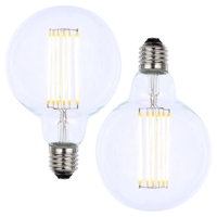 2 Pack of 6W LED ES E27 Vintage Filament Large Globe Bulb - Clear