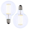 2 Pack of 6W LED ES E27 Vintage Filament Large Globe Bulb - Clear