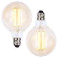 2 Pack of 6W LED ES E27 Vintage Filament Large Globe Bulb - Tinted