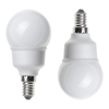 2 Pack of 7 Watt E14 Energy Saving CFL Mini Globe Light Bulb - White