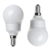 2 Pack of 7 Watt E14 Energy Saving CFL Mini Globe Light Bulb - White