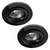 2 Pack of Adjustable Fire Rated IP20 Recessed Downlight - Black Chrome