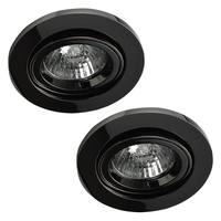 2 Pack of Adjustable Fire Rated IP20 Recessed Downlight - Black Chrome