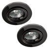 2 Pack of Adjustable Fire Rated IP20 Recessed Downlight - Black Chrome