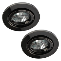 2 Pack of Adjustable Fire Rated IP20 Recessed Downlight - Black Chrome
