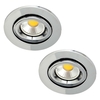2 Pack of Adjustable Fire Rated IP20 Recessed Downlight - Chrome