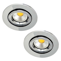 2 Pack of Adjustable Fire Rated IP20 Recessed Downlight - Chrome
