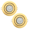 2 Pack of Adjustable Fire Rated IP20 Recessed Downlight - Satin Brass