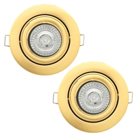 2 Pack of Adjustable Fire Rated IP20 Recessed Downlight - Satin Brass