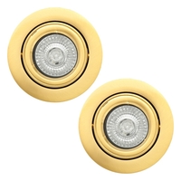 2 Pack of Adjustable Fire Rated IP20 Recessed Downlight - Satin Brass