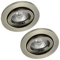 2 Pack of Adjustable Fire Rated IP20 Recessed Downlight - Satin Chrome