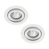 2 Pack of Adjustable Fire Rated IP20 Recessed Downlight - White