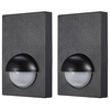 2 Pack of Brushed Effect Wall Panel PIR Sensor - Black