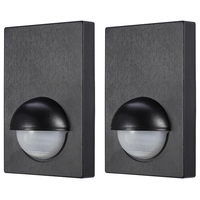 2 Pack of Brushed Effect Wall Panel PIR Sensor - Black