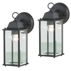 2 Pack of Colone Outdoor Lantern Bevelled Glass Wall Light Lantern - Black