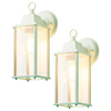 2 Pack of Colone Outdoor Lantern Bevelled Glass Wall Lights - Mint Green