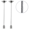 2 Pack of Decorative Twisted Braided Cable Nickel Light Fittings - Herringbone Black & White