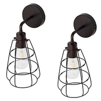 2 Pack of Drax Caged Wall Lights,  Aged Bronze
