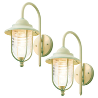 2 Pack of Ellen Outdoor Fishermans Style Wall Light - Mint Green