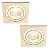 2 Pack of Evra Square Adjustable Recessed Downlighter - Brass