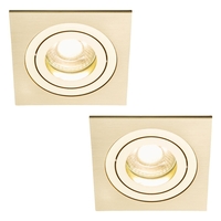 2 Pack of Evra Square Adjustable Recessed Downlighter - Brass