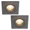 2 Pack of Evra Square Adjustable Recessed Downlighter - Matte Black