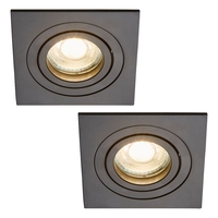 2 Pack of Evra Square Adjustable Recessed Downlighter - Matte Black