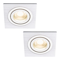 2 Pack of Evra Square Adjustable Recessed Downlighter - Silver