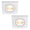 2 Pack of Evra Square Adjustable Recessed Downlighter - Silver