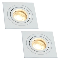 2 Pack of Evra Square Adjustable Recessed Downlighter - White