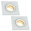 2 Pack of Evra Square Adjustable Recessed Downlighter - White