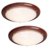2 Pack of Fergie 1 Light Flush Ceiling Light - Dark Wood & Opal Glass