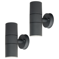 2 Pack of Fibo Outdoor Up & Down Carbon Fibre Wall Lights - Anthracite