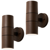 2 Pack of Fibo Outdoor Up & Down Carbon Fibre Wall Lights - Rust