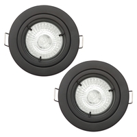 2 Pack of Fixed Fire Rated IP20 Recessed Downlight - Matte Black