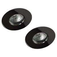 2 Pack of Fixed Fire Rated IP65 Recessed Downlight - Black Chrome