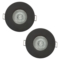2 Pack of Fixed Fire Rated IP65 Recessed Downlight - Matte Black