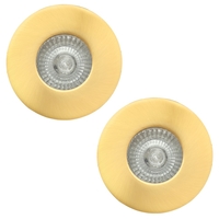 2 Pack of Fixed Fire Rated IP65 Recessed Downlight - Satin Brass
