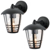 2 Pack of Francis Outdoor 1 Light Die Cast Curved Wall Lantern - Black