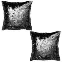 2 Pack of Glitz Glossy Sequin Cushion - Black
