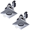 2 Pack of IP65 Rated GU10 Fixed Position Square Downlighter - Chrome