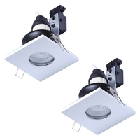 2 Pack of IP65 Rated GU10 Fixed Position Square Downlighter - White